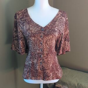 Daytrip Brown and Cream Patterned Blouse